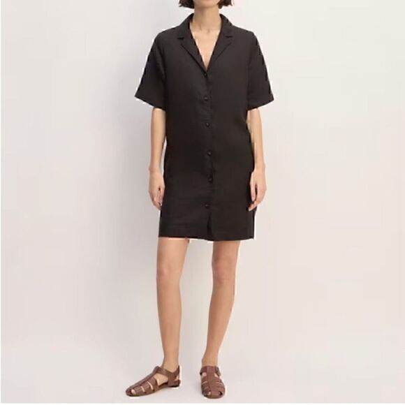 * NEW Everlane Linen Workwear Dress Black Small - Picture 2 of 6